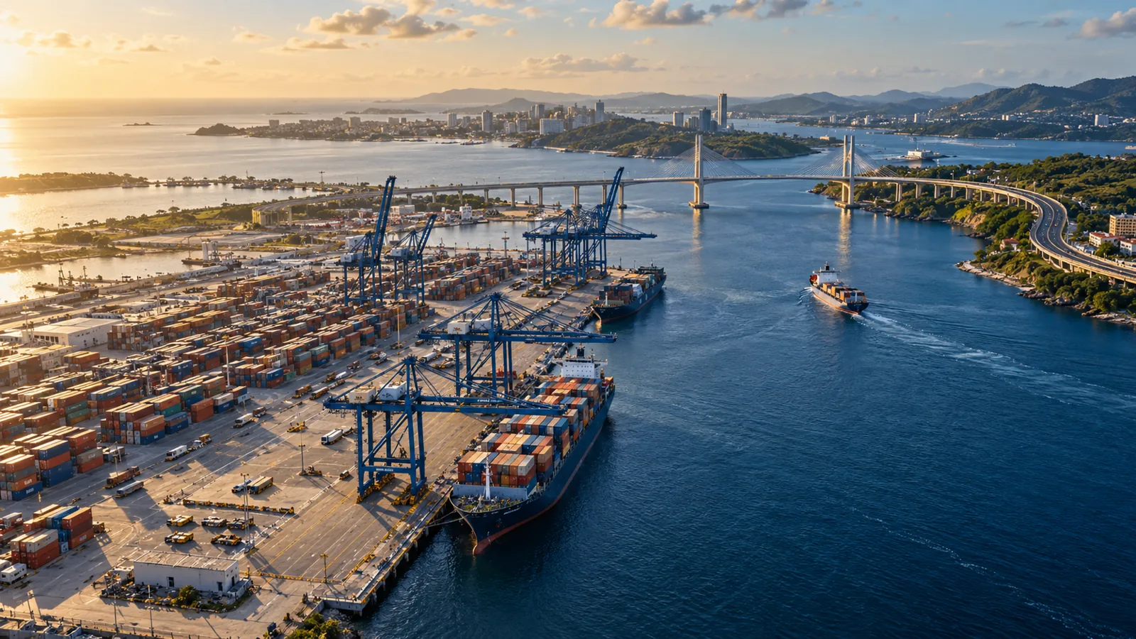 Illustration d’un port et d’infrastructures de transport en Afrique